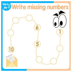 
vector illustration of a children's math game on the theme “I can count.” Mathematical example: counting in order.