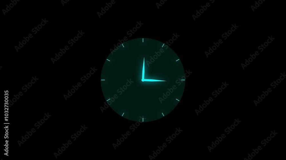 Poster time clock isolated icon for watch design. clock icon in flat style, timer on black background.