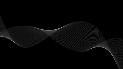 Abstract white dynamic wave lines with black background. Suit for websites, covers, banners, posters, brochures, flyers, wallpapers, business, presentations