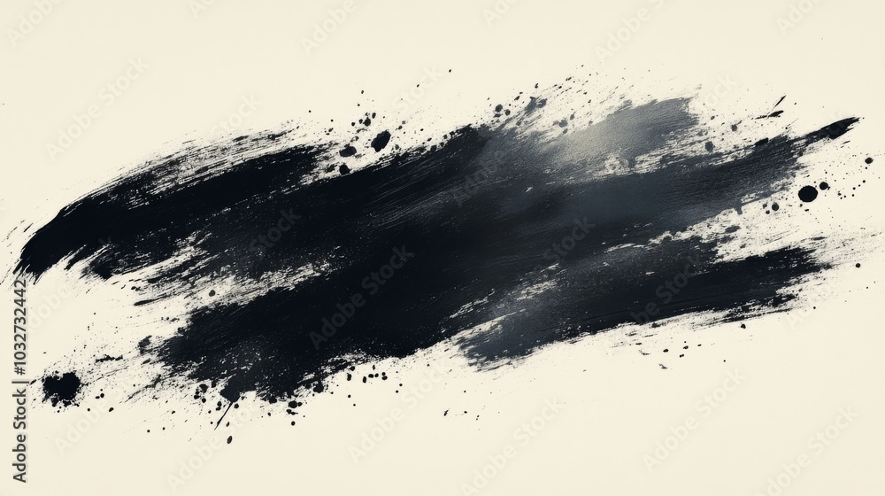 Poster Abstract Black Paint Brush Stroke