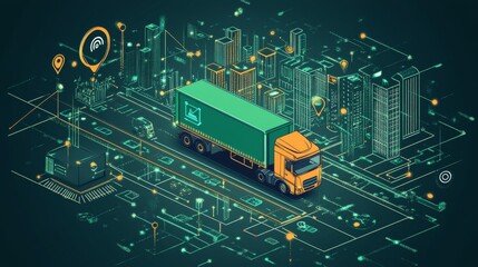 Futuristic Smart City Logistics Scene