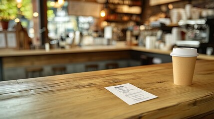 Cozy Cafe Scene with Coffee and Menu on Table