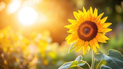 Fototapeta premium Bright Sunflower Basking in Golden Sunlight