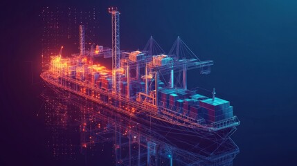 Obraz premium Futuristic Digital Cargo Ship