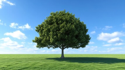 Fototapeta premium Lush Green Tree Under Bright Blue Sky