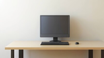 Minimalist Workspace with Computer and Keyboard