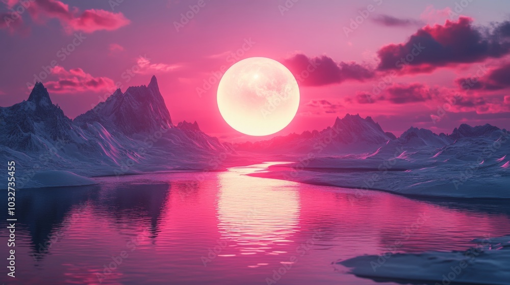 Canvas Prints Surreal Pink Fantasy Landscape