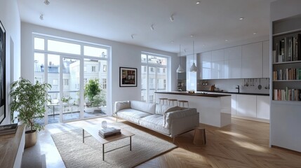 Fototapeta premium Modern Scandinavian Living Room