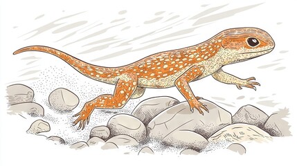 Obraz premium A lizard perched atop a stack of boulders beside a mound on the earth