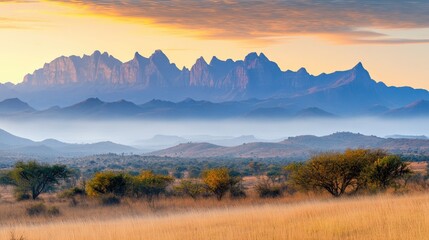 Serene Landscape with Majestic Mountain View