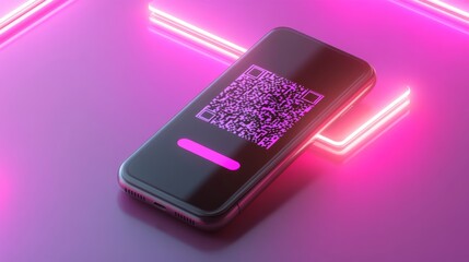 Smartphone with Neon QR Code