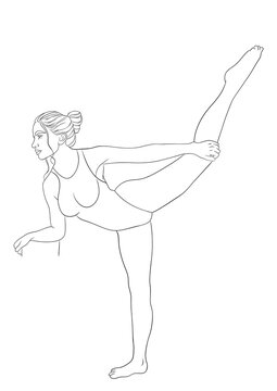 illustration d'une jeune fille qui s'&eacute;tire, dessin ligne 