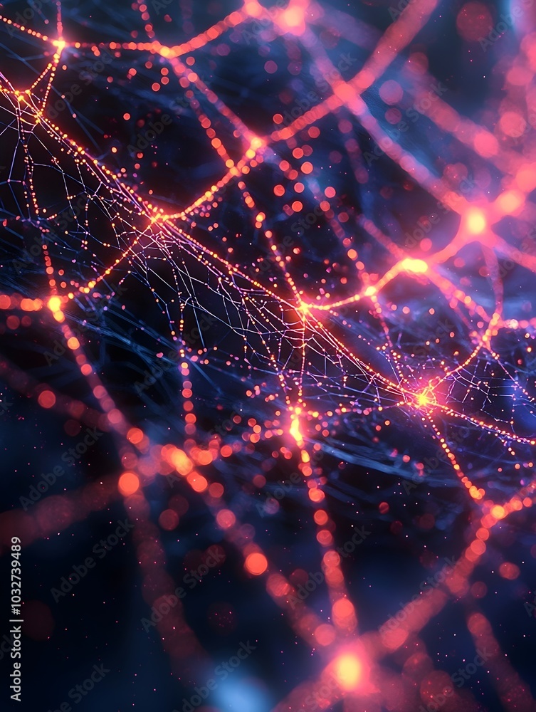 Poster intricate web of glowing lines and dots creating a futuristic and abstract background. the abstract 