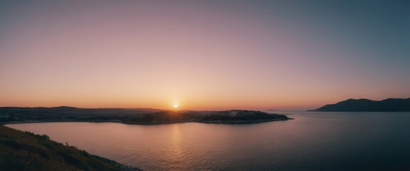 Fototapeta premium The Tranquil and Beautiful Sunset Over Serene Ocean Waves Creates a Magical Atmosphere
