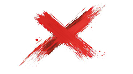 Bold Red X Brush Stroke for Creative Design Use
