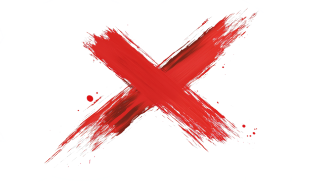 Bold Red X Brush Stroke for Creative Design Use