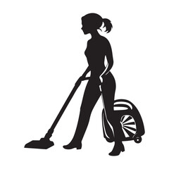 Cleaning service silhouette, House cleaning person silhouette vector illustration isolated on a white background, Floor Cleaning Logo