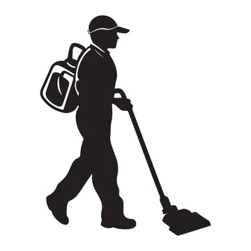 recommend clip art: Cleaning service silhouette, House cleaning person silhouette vector illustration isolated on a white background, Floor Cleaning Logo