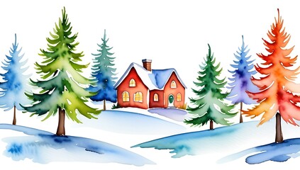 seamless christmas scene features beautifully colored trees quiet winter landscape setting decoration purposes always