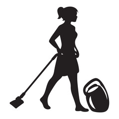 Cleaning service silhouette, House cleaning person silhouette vector illustration isolated on a white background, Floor Cleaning Logo
