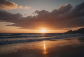 The Tranquil and Beautiful Sunset Over Serene Ocean Waves Creates a Magical Atmosphere