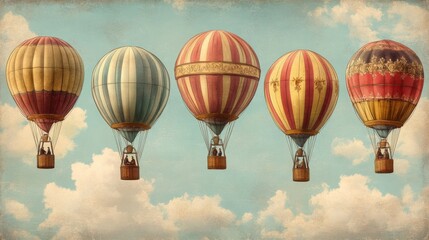 Vintage Hot Air Balloons in the Sky