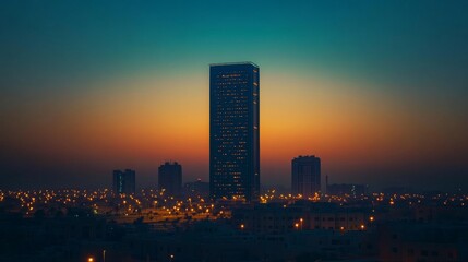Fototapeta premium Tall Tower Silhouette at Dawn