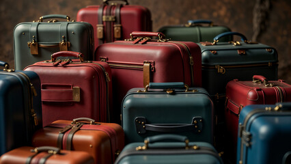 An Array of Luggage Bags Piled Together, Telling a Visual Story of Travel and Adventure Awaiting Exploration