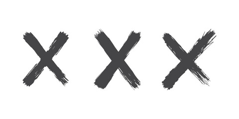 Black X marks set in distressed grunge style on a white background