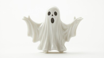 Whimsical Ghost Figurine against White Background