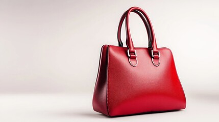 Women's luxury handbag, red handbag purse, leather bag isolated on white background. simple and unique handbag ideas.