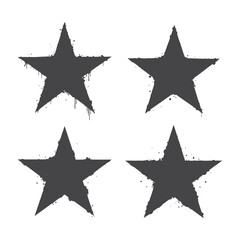 Four black star shapes in distressed grunge style on a white background