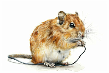 Beautiful Gerbil Watercolor Clipart, Rodent Colored Design for Your Corporate and Business Graphic Resource or Creative Project, Ai Generative