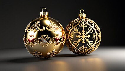 christmas ornaments made golden materials often decorated balls festive holiday decorations