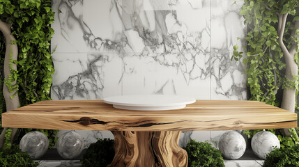 Marble display with empty space for product