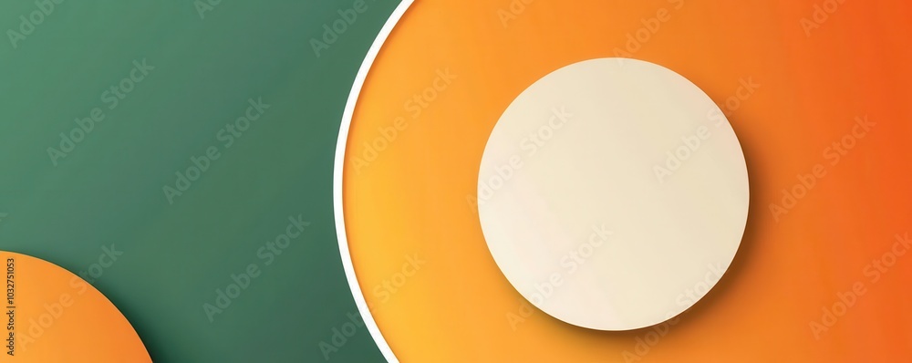 Poster blank card template with an abstract design featuring orange and green gradients and circular shapes