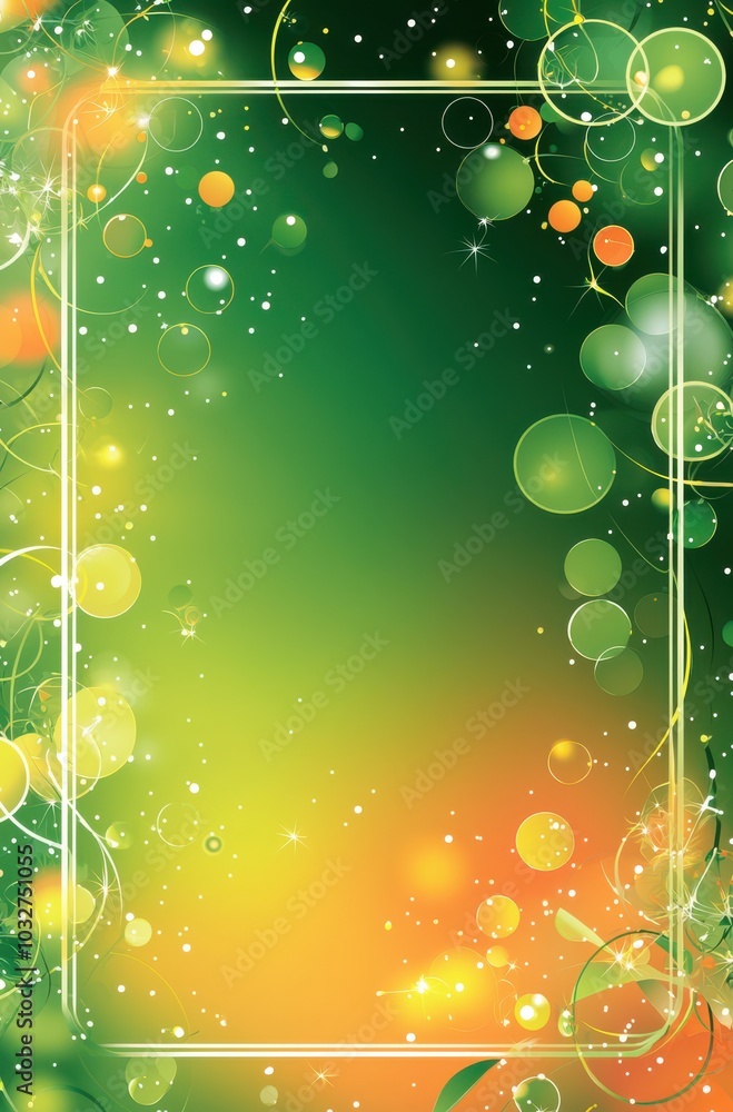 Poster abstract graphic of glowing bokeh lights with rounded colorful circles on a dark background for fest