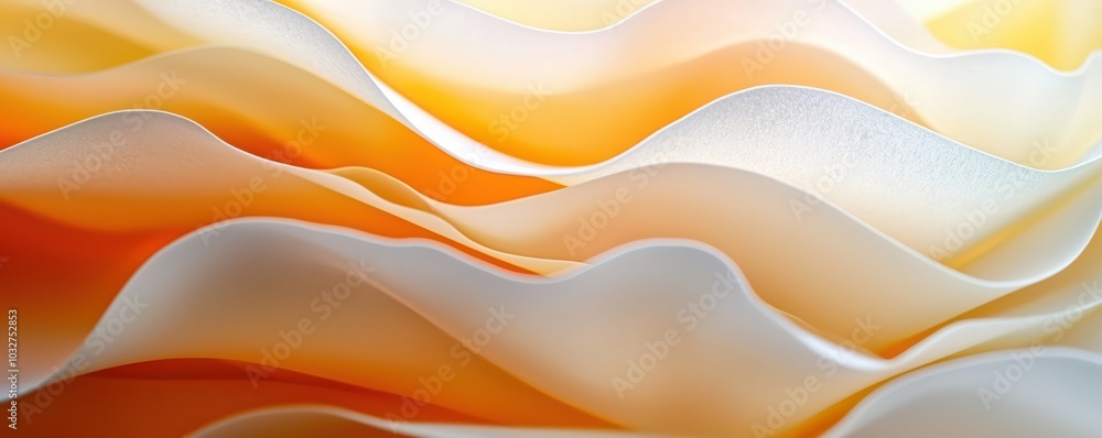 Poster close-up of yellow and white paper waves creating a serene abstract pattern