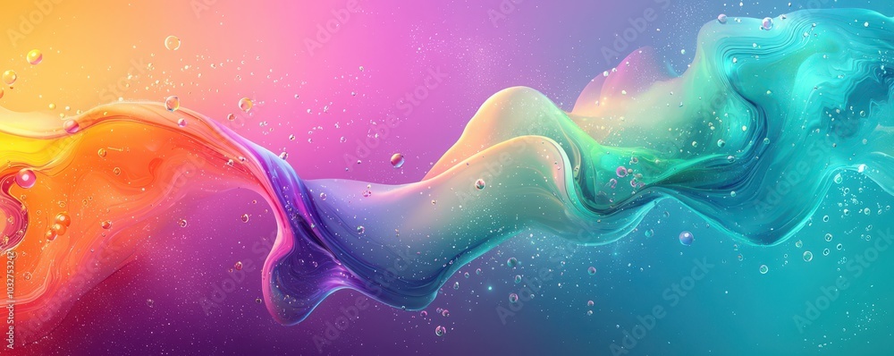 Poster vibrant and colorful abstract background with fluid rounded shapes and bubbles creating a dynamic vi