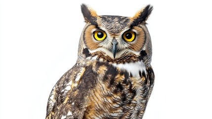 Fototapeta premium Majestic Owl Staring with Intense Yellow Eyes