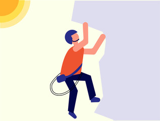 Man climbing mountain, mountaineering illustration