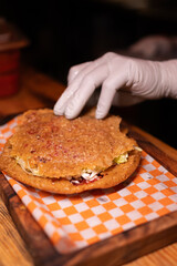 Traditional typical Mexican food, Mexican gastronomy concept. Tacos, chilaquiles, Mexican tradition.