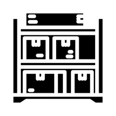 shelf box cardboard packaging glyph icon vector. shelf box cardboard packaging sign. isolated symbol illustration