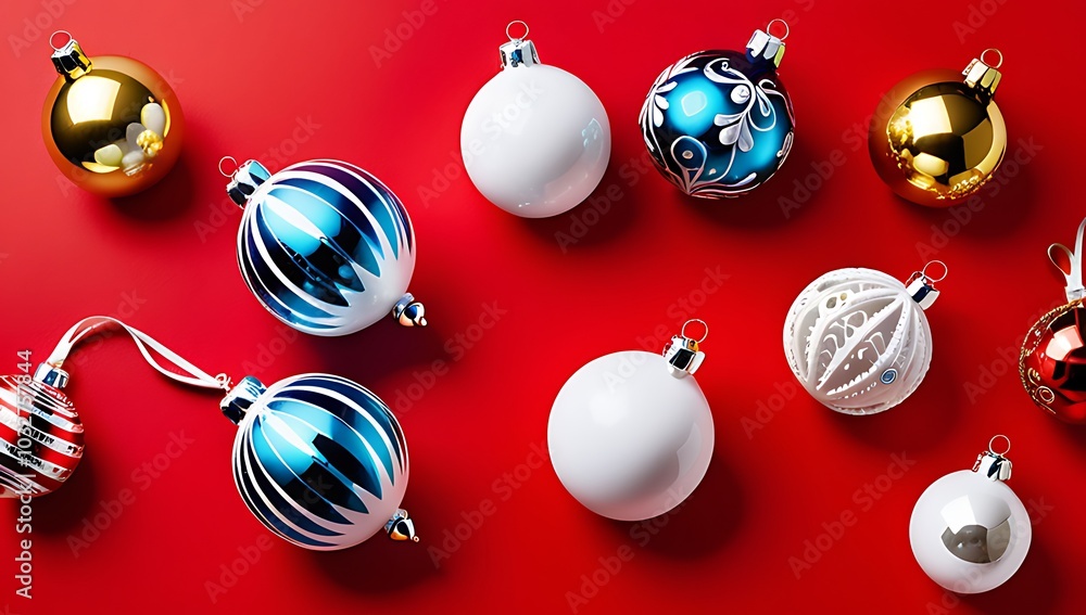 Poster colorful ornaments red backdrop create simple yet elegant visual effect ample white space around