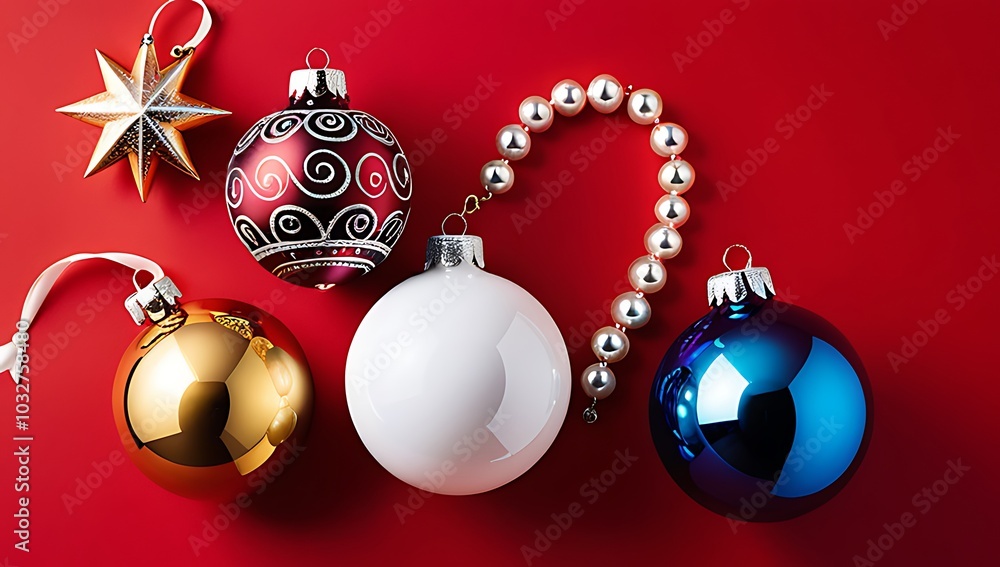 Aufkleber colorful ornaments red backdrop create simple yet elegant visual effect ample white space around