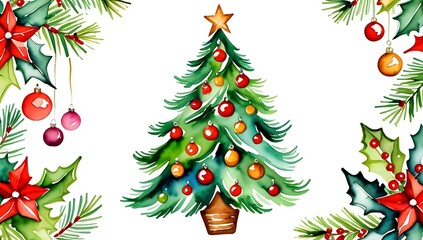 Obraz premium decorate christmas tree plain background maximum visual impact flexibility marketing materials