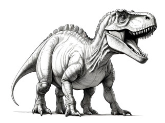 tyrannosaurus, pencil drawing dinosaur figure isolated on white background