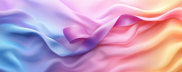 Obraz premium Pastel gradient ribbon with soft curves against a warm and cool color background