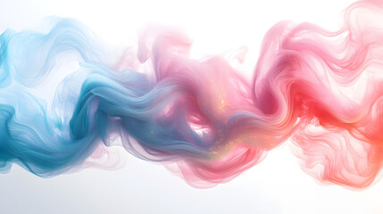 A Dreamy Swirling Cloud on a Transparent Background Showcasing Inspiring Innovation in Pink and Teal.
