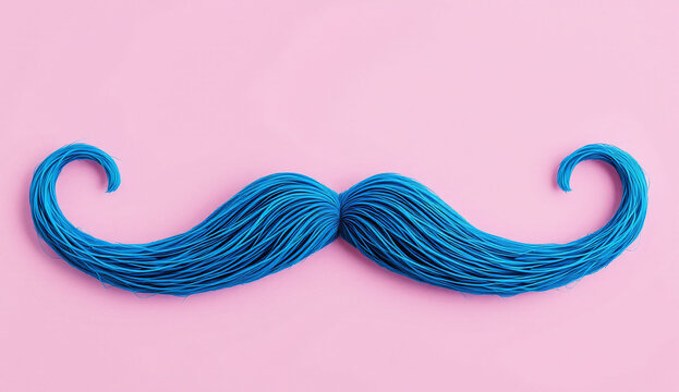 Esta imagem apresenta um bigode azul estilizado sobre um fundo rosa, simbolizando a campanha Novembro Azul de conscientiza&ccedil;&atilde;o sobre a sa&uacute;de masculina.

